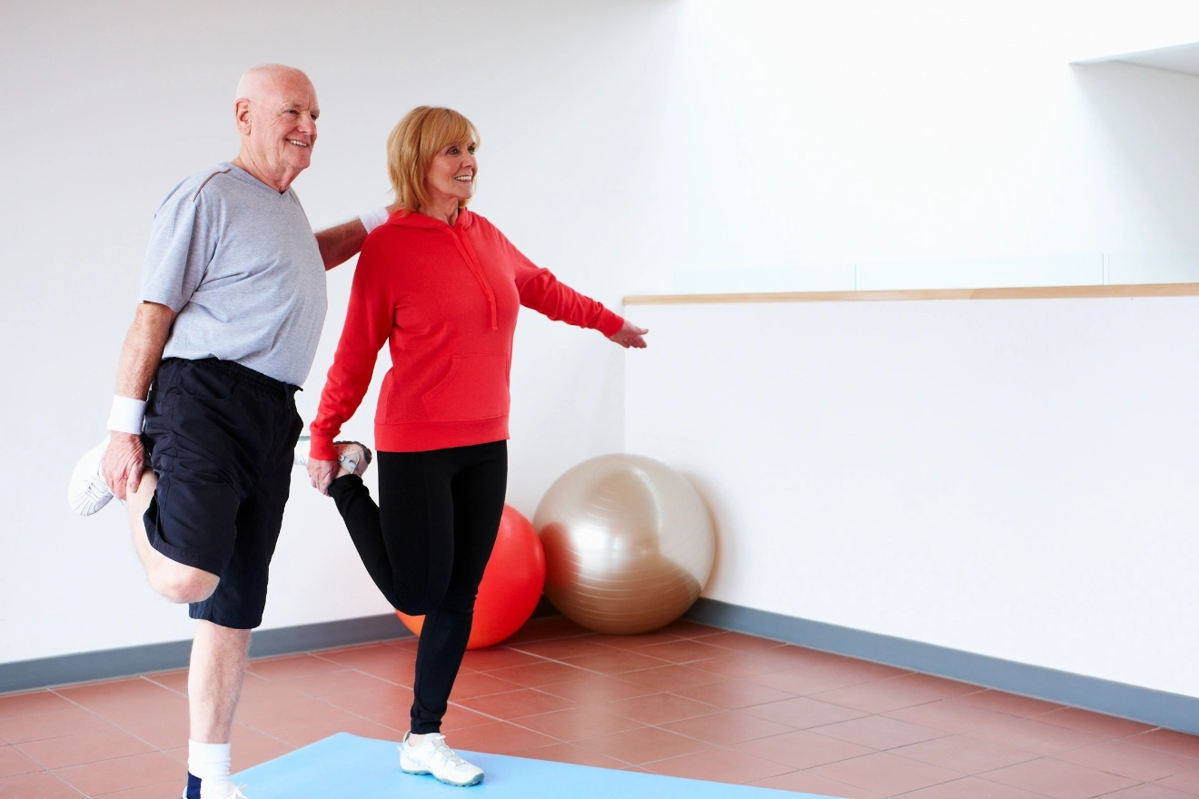 couple standing in one leg
