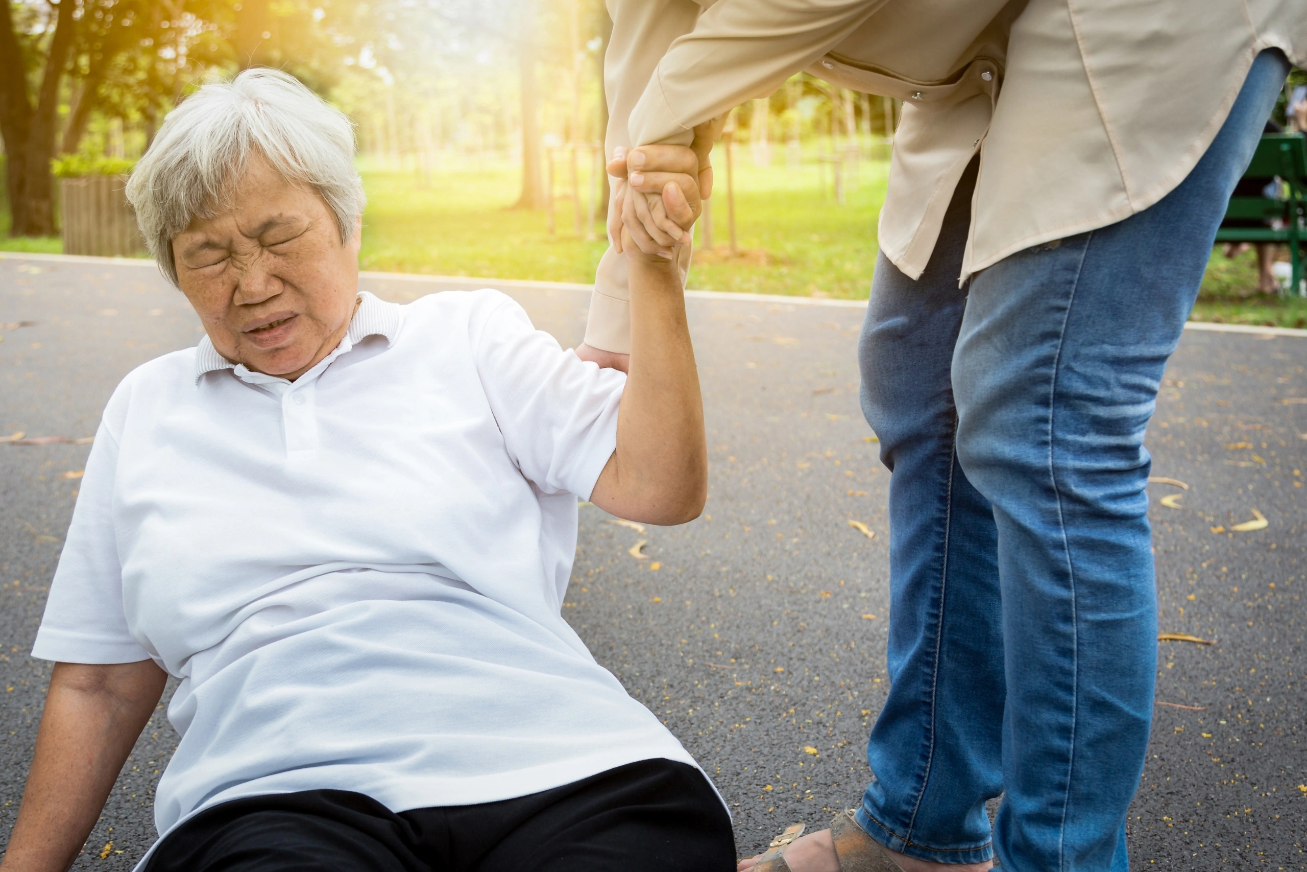 older female fell while walking